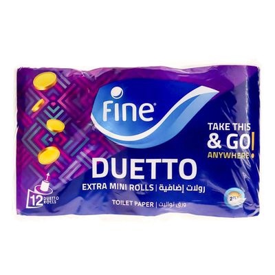 Fine Toilet Paper Duetto Roll 2 Ply 12 Rolls