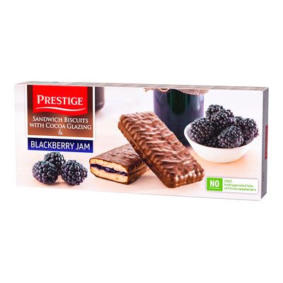 Prestige Biscuits Coated With Cocoa With Black Raspberry Jam Filling Imported 178 G