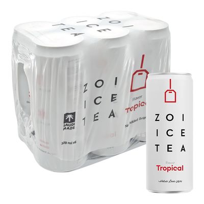 Zoi Ice Tea Tropical Flavor No Added Sugar - 320ml × 6