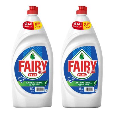 Fairy Dishwashing Liquid Plus With Alternative Power To Bleach Antibacterial 800 ML × 2
