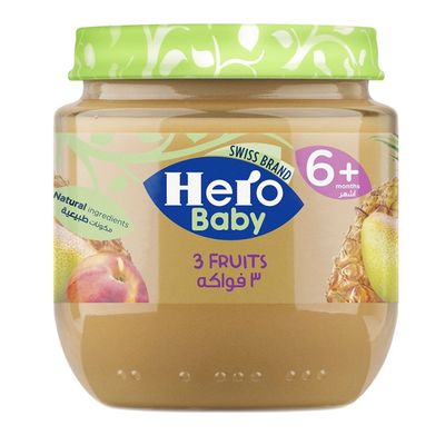 هيرو بيبي طعام أطفال +6 اشهر ب 3 فواكه - 125 جرام