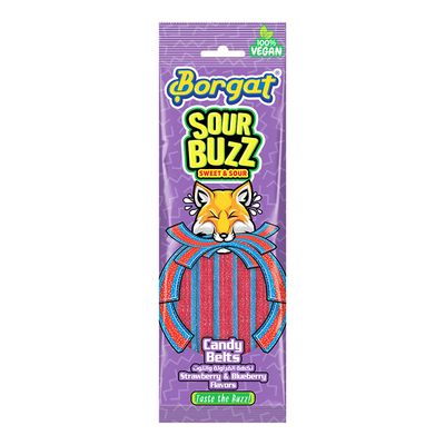  Borgat Sour Buzz Candy Belts Sweet & Sour Blueberry & Strawberry Flavored  - 180g
