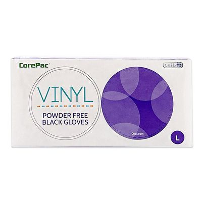 كورباك قفازات فينيل خالية من البودرة - سوداء – كبير
