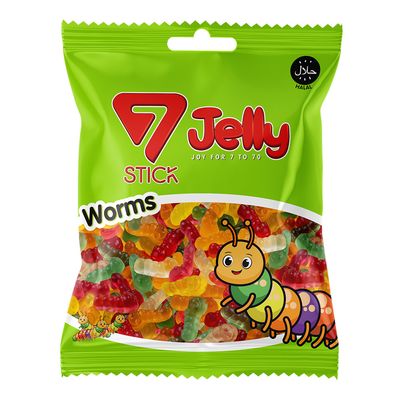 7 Stick Candy Jelly Worms 80 G