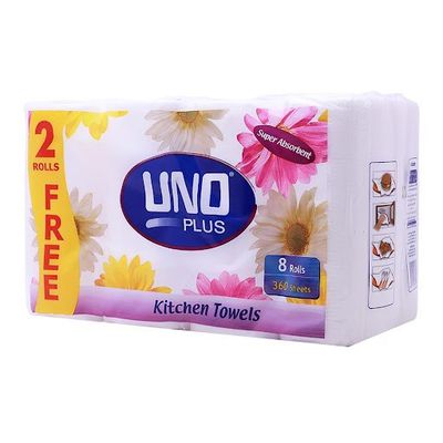 Uno Plus Kitchen Paper Towels 360 Sheets 8 Rolls