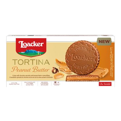 Loacker Tortina Wafer Filled With Peanut Butter Cream Coated With Chocolate 126 G