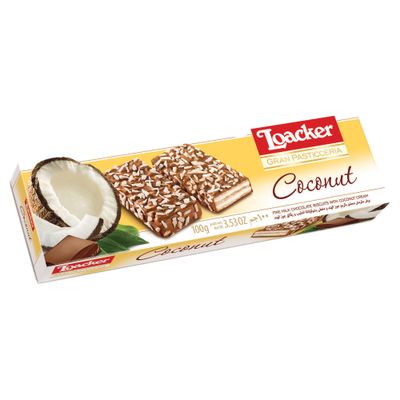 Loacker Wafer Filled With Coconut and Coated With Chocolate 100 G
