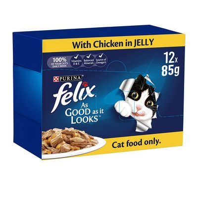 Purina Felix Cat Food For Adult Chicken In Jelly 85 G × 12