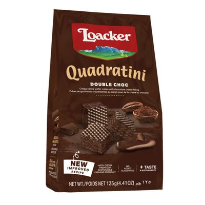 Loacker Quadratini Wafer Cubes Filled With Double Chocolate Cream 125 G