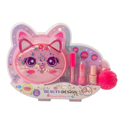 Lukky Beauty Design Small Makeup Bag in the Shape of a Cat Face