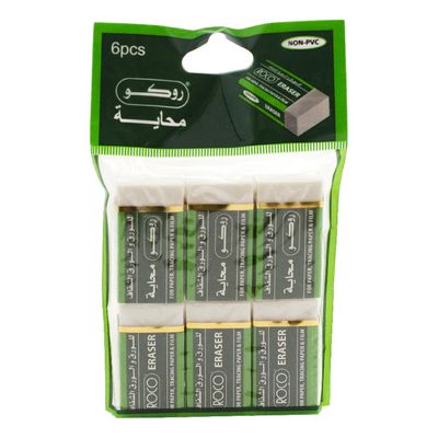 Roco Eraser Plastic White 6 Pieces