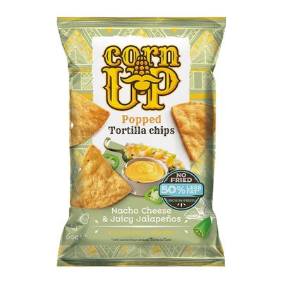 Cornup Tortilla Chips Nacho Cheese & Juicy Jalapenos Flavor Gluten Free  60 G