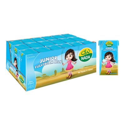 ندى حليب جونيور كامل الدسم كرتون 125 مل × 18
