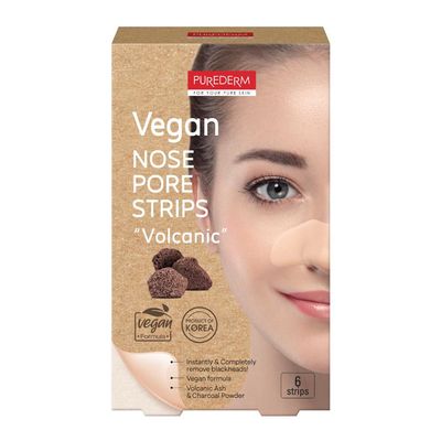 Purederm Vegan Nose Pore Strips with Volcanic Ash & Charcoal To Remove Blackheads - 16g