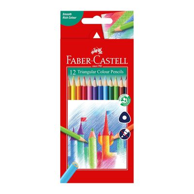 Faber Castell Pencils Wooden Colored Triangle Shape Carton 12 Colors