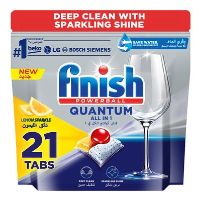Finish Soap Dishwasher Quantum All In 1 Lemon Sparkle 21 Tabs 218.4 G