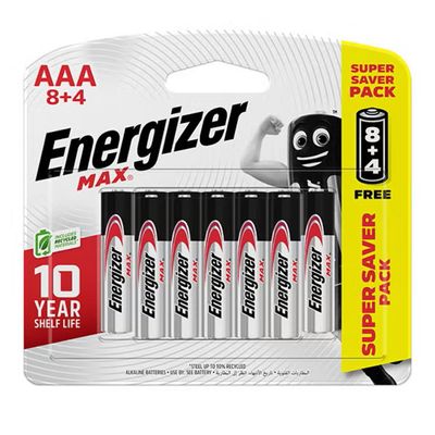 Energizer Max Battery AAA - 8+4 Free