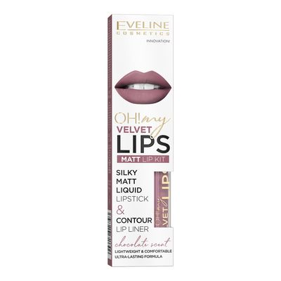 Eveline Oh! My Lips Liquid Matte Lipstick and Contour Lip Liner - N. 13 Brownie Biscotti