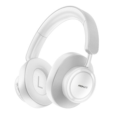 Promate Wireless Over-Ear Stereo Headphones White Color