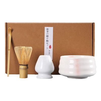 Skol Matcha Tea Set – Includes Bamboo Whisk - Ceramic Whisk Holder- Matcha Scoop- And Matcha Bowl - 4pcs