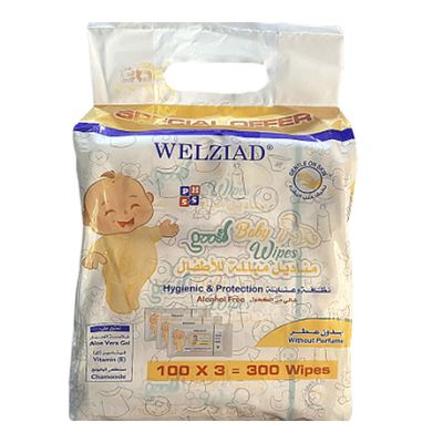 Wel Ziad Baby Wipes Alcohol-free & Perfume-free - 300pcs