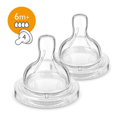 Avent Philips Feeding Nipple Classic 4 Holes +6 Months 2 Pieces
