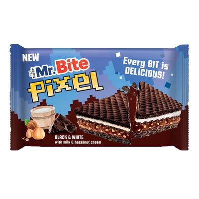 Mr.Bite Pixel Wafer Black & White With Milk & Hazelnut Cream - 30g