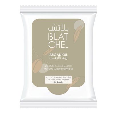 Blatche Makeup Cleansing Wipes Argan Oil For Dry And Exhausted Skin - 25 Wipes