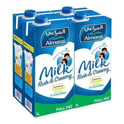 المراعي حليب طويل الاجل كامل الدسم 1 لتر × 4