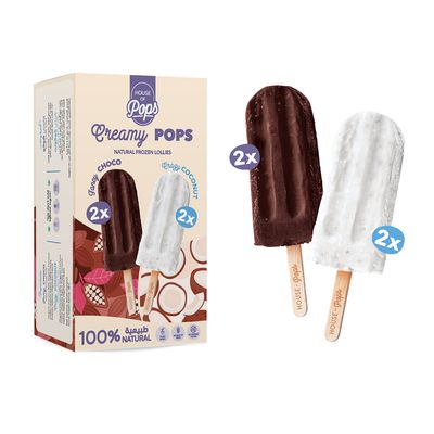 House of Pops Ice Cream Fancy Choco + Crunchy Coconut No Added Sugar (Imported) - 45ml × 4
