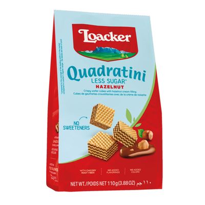 Loacker Quadratini Wafer Cubes With Hazelnut Cream Less Sugar 110 G