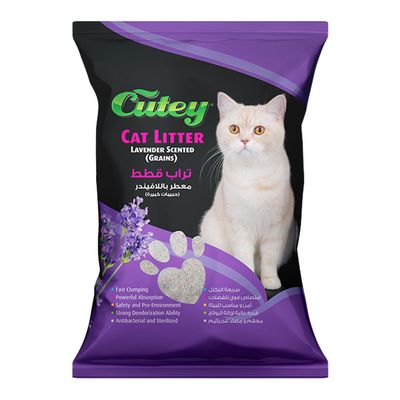 كيوتي مستلزمات قطط تراب معطر بالافندر حبيبات كبيرة 9.08 كج
