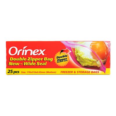 Orinex Storage Bags With Double Zipper Medium 25 Pieces