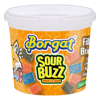 Borgat Candy Sour Buzz Assorted Bricks Multi Flavor Tubs 150 G