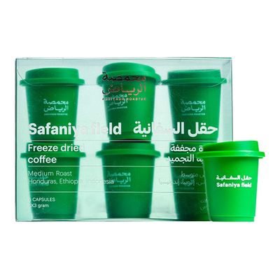 Riyadh Roaster Coffee Capsules Safaniya Fleld Medium Roast Coffee Dried With Freeze Technology 3 G × 6