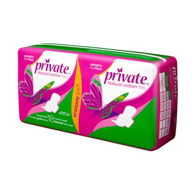 Private Sanitary Napkin Extra Thin Normal With Wings 18 Pieces