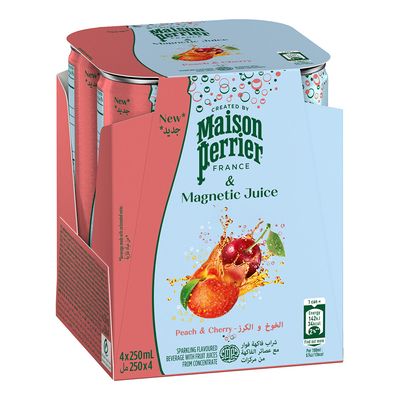 Maison Perrier Sparkling Drink With Peach And Cherry Flavor 250 ML × 4