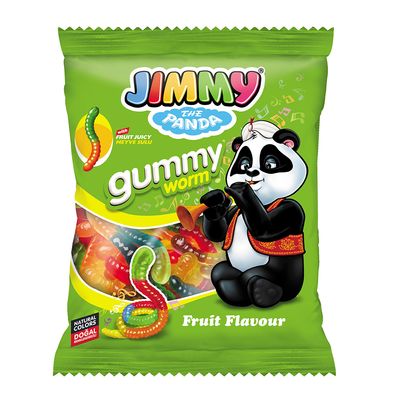 Jimmy The Panda Candy Sour Worms Fruit Flavor - 80g