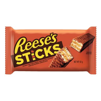  Reese's Sticks Peanut Butter Crème And Crispy Wafers Coated In Milk Chocolate - 42g