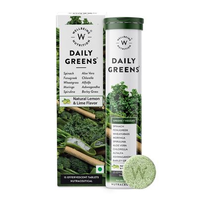 Wellbeing Nutrition Daily Greens Natural Lemon & Lime Tablets Support Immunity - 15 Tabs