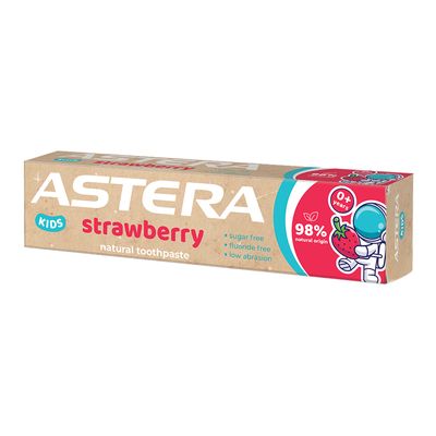 أستيرا معجون أسنان طبيعي للأطفال +0 سنوات خالي من الفلوريد بنكهة بالفراولة - 50 مل 