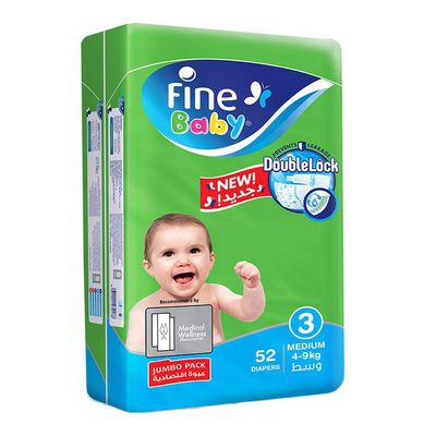 Fine Baby Diapers Jumbo Medium size3 52 Diapers