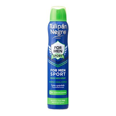 Tulipán Negro Body Deo Spray for Men Sport Aluminum Salts Free - 200ml