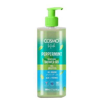 COSMO Be Fresh Refreshing Shower Gel with Aloe & Vitamin E- Mint Scent -1000ml