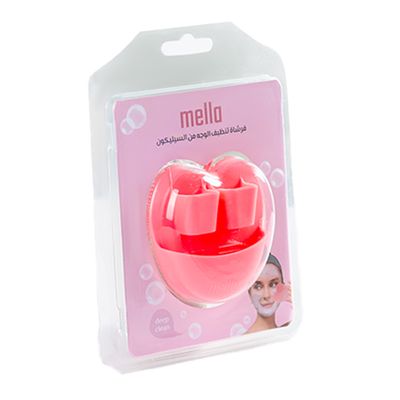 Mella Mini Silicone Facial Cleansing and Exfoliating Brush with Handle - Pink
