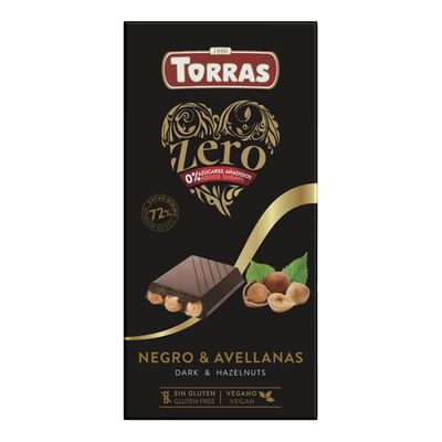 Torras Chocolate Dark Zero With Hazelnut 72% Gluten Free 150 G
