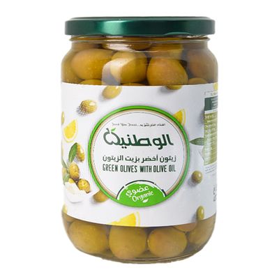 الوطنية زيتون اخضر عضوي في الماء - 430 جرام