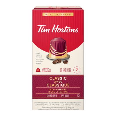 Tim Hortons Coffee Capsules Classic Lungo 10 Pieces