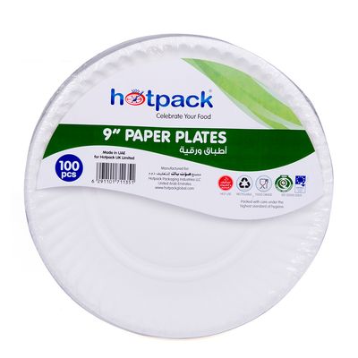 Hotpack Paper Plates Round 100 Pieces