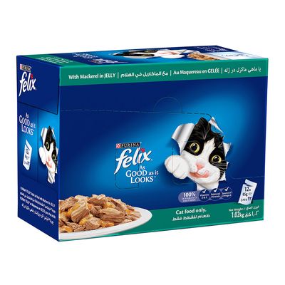 Purina Felix Cat Food For Adult Mackerel In Jelly 1.02 KG
